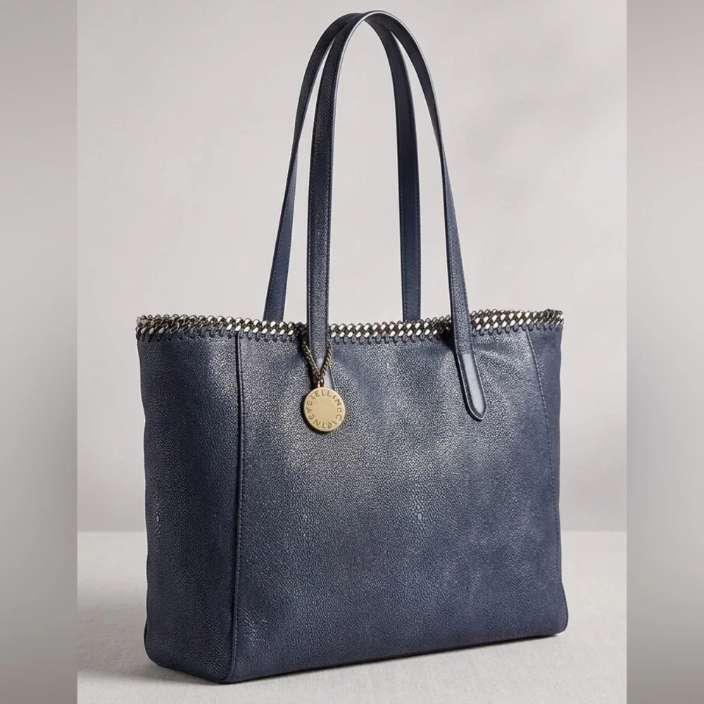 Stella McCartney navy Falabella Shaggy Deer Tote Bag